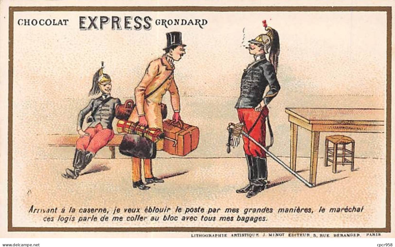 Chromos - COR10187 - Chocolat Express Grondard - Paris - Maréchal Des Logis Et Nouvelle Recrue -  6x10 Cm Environ - Autres & Non Classés