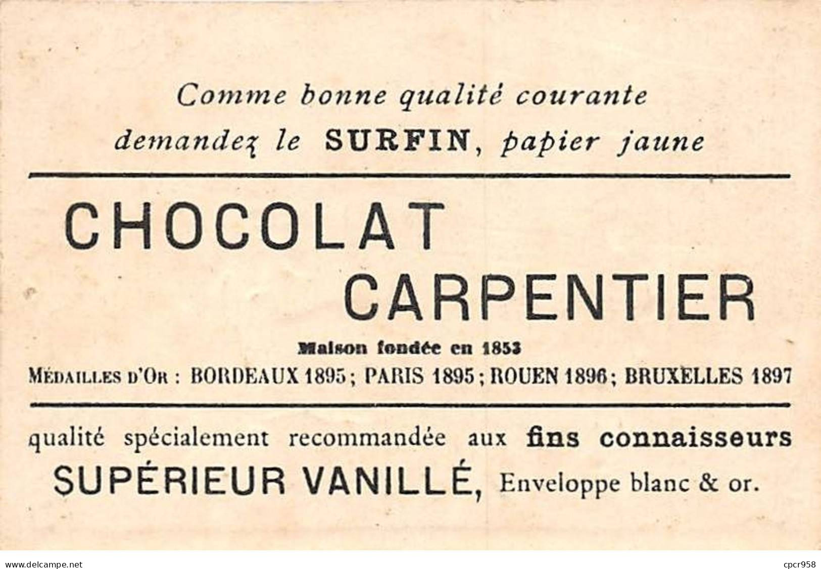 Chromos - COR10190 - Chocolat Carpentier - Scène De Corrida -   6x10 Cm Environ - Otros & Sin Clasificación