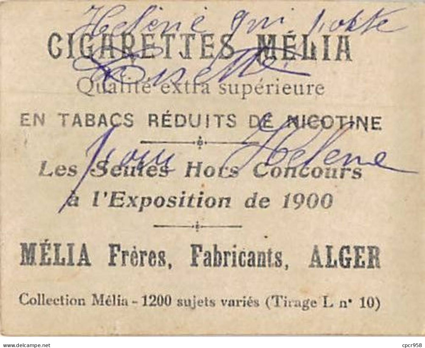 Chromos - COR10023 - Cigarettes Melia - Tabac - Alger - Jeunes Mendiants - 6x5 Cm Environ - Melia