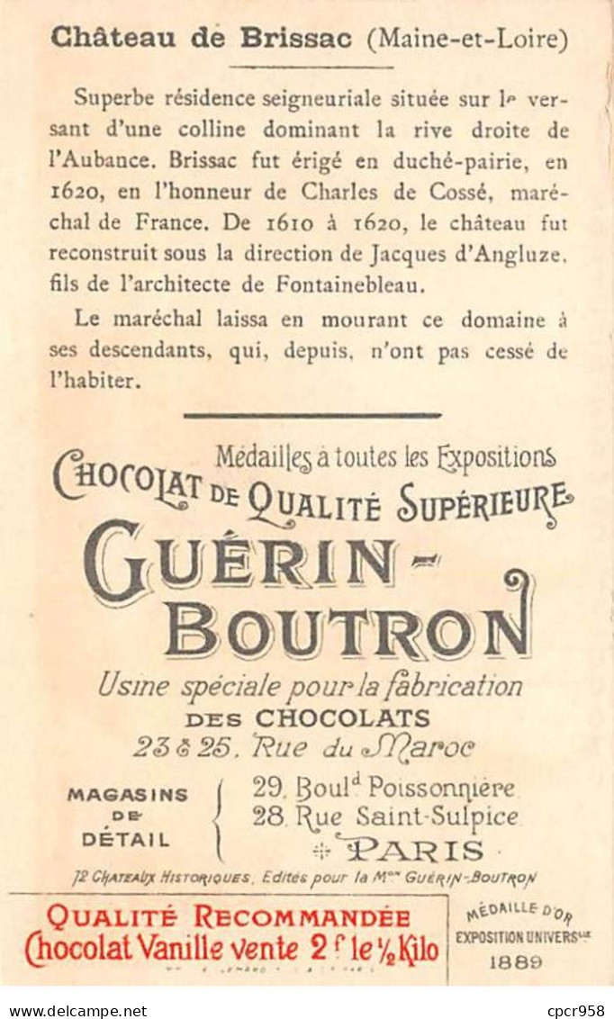 Chromos -COR12078 - Chocolat Guérin-Boutron - Château De Brissac - Maine-et-Loire - 6x11cm Env. - Guerin Boutron