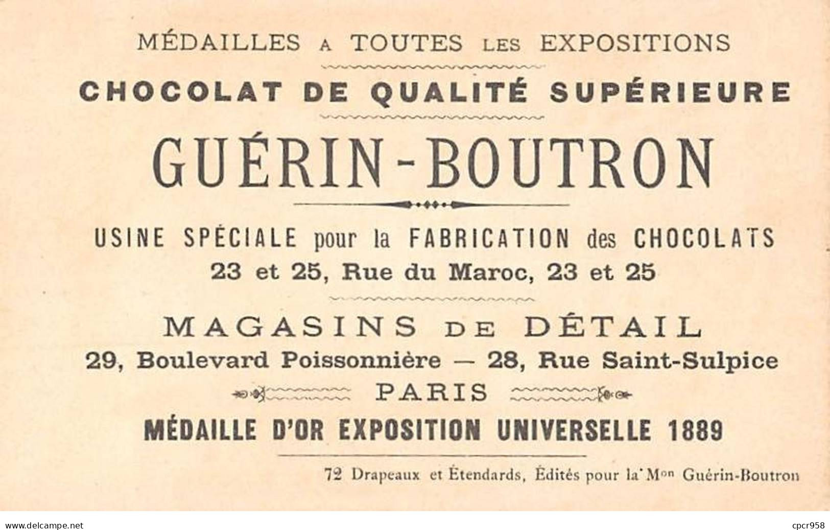 Chromos - COR10147- Chocolat Guérin-Boutron -Armes De Bourbon La Marche-Vendôme - 1548 -   6x10 Cm Environ - Guerin Boutron