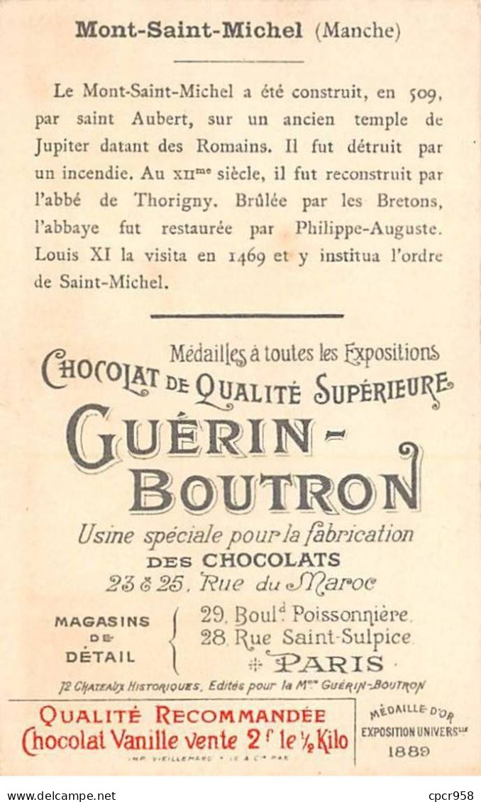 Chromos -COR12064 - Chocolat Guérin-Boutron - Mont-Saint-Michel- Manche - 6x11cm Env. - Guerin Boutron