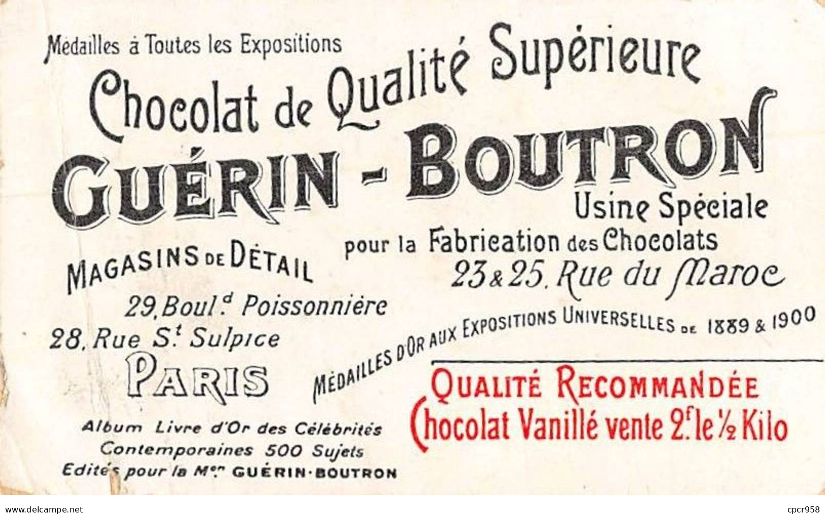 Chromos - COR10131 - Chocolat Guérin- Boutron - Sir Bertie, Ambr D'Angleterre - Paris  -   6x10 Cm Environ - Guerin Boutron
