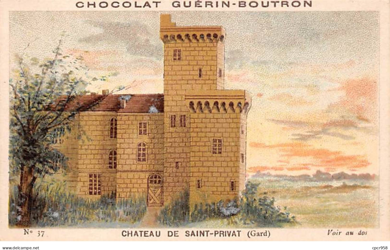 Chromos -COR12055 - Chocolat Guérin-Boutron - Château De Saint-Privat - Gard - 6x11cm Env. - Guérin-Boutron