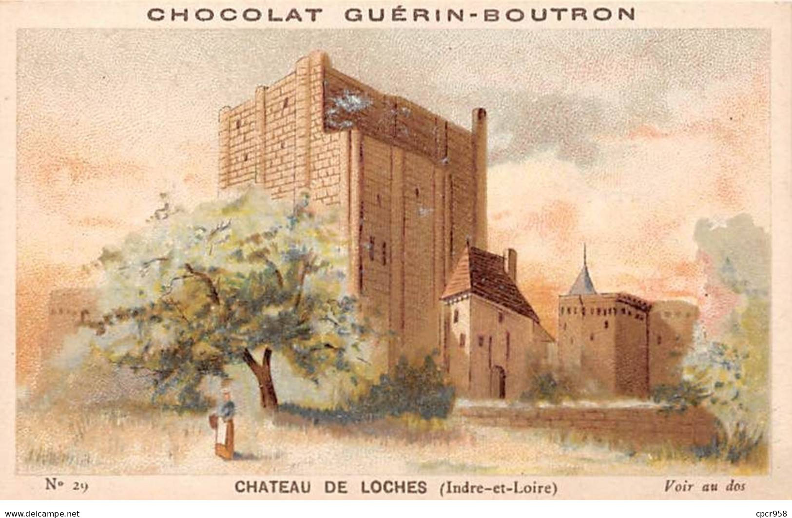 Chromos -COR12047 - Chocolat Guérin-Boutron - Château De Loches - Indre-et-Loire - 6x11cm Env. - Guerin Boutron