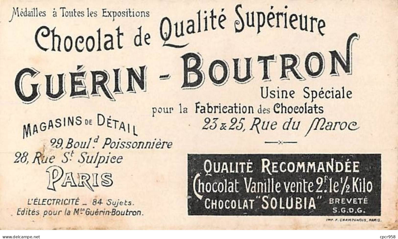 Chromos -COR11853 - Chocolat Guérin-Boutron - L'électricité - Escalier Mobile électrique - Hommes - Femmes-  6x10cm Env. - Guerin Boutron