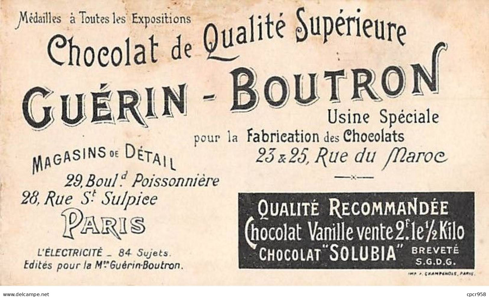 Chromos -COR11849 - Chocolat Guérin-Boutron - L'électricité - Pont-roulant électrique - Hommes -  6x10cm Env. - Guerin Boutron
