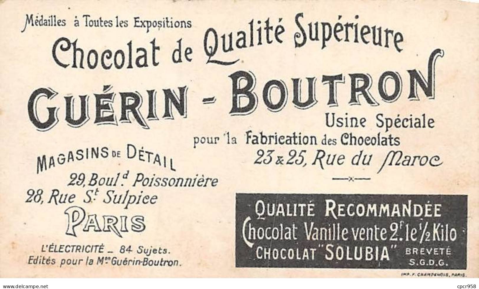 Chromos -COR11847 - Chocolat Guérin-Boutron - L'électricité - Tracteur électrique Des Mines - Hommes -  6x10cm Env. - Guérin-Boutron