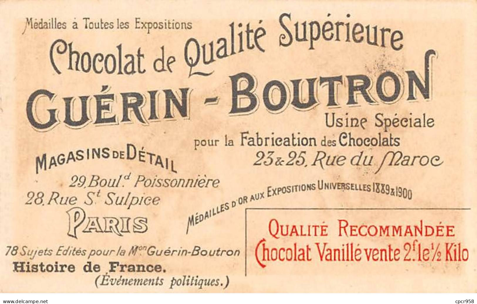 Chromos -COR11845 - Chocolat Guérin-Boutron - Clovis - Reims - Sacre Et Baptême - Hommes -  6x10cm Env. - Guerin Boutron