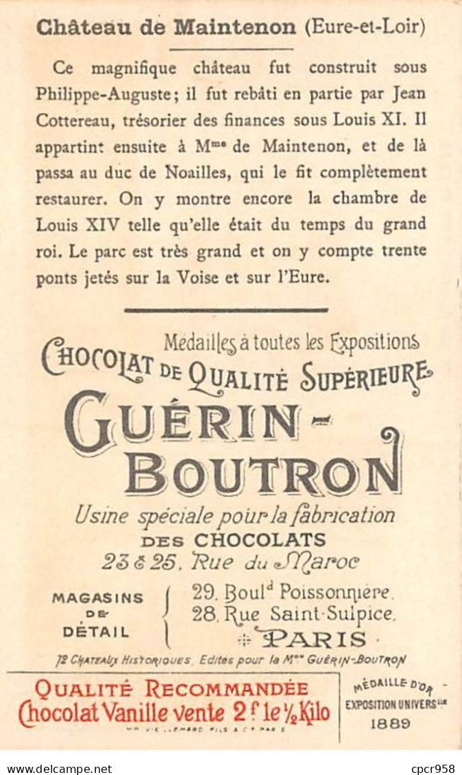 Chromos -COR12027 - Chocolat Guérin-Boutron - Château De Maintenon - Eure-et-Loir - 6x11cm Env. - Guerin Boutron