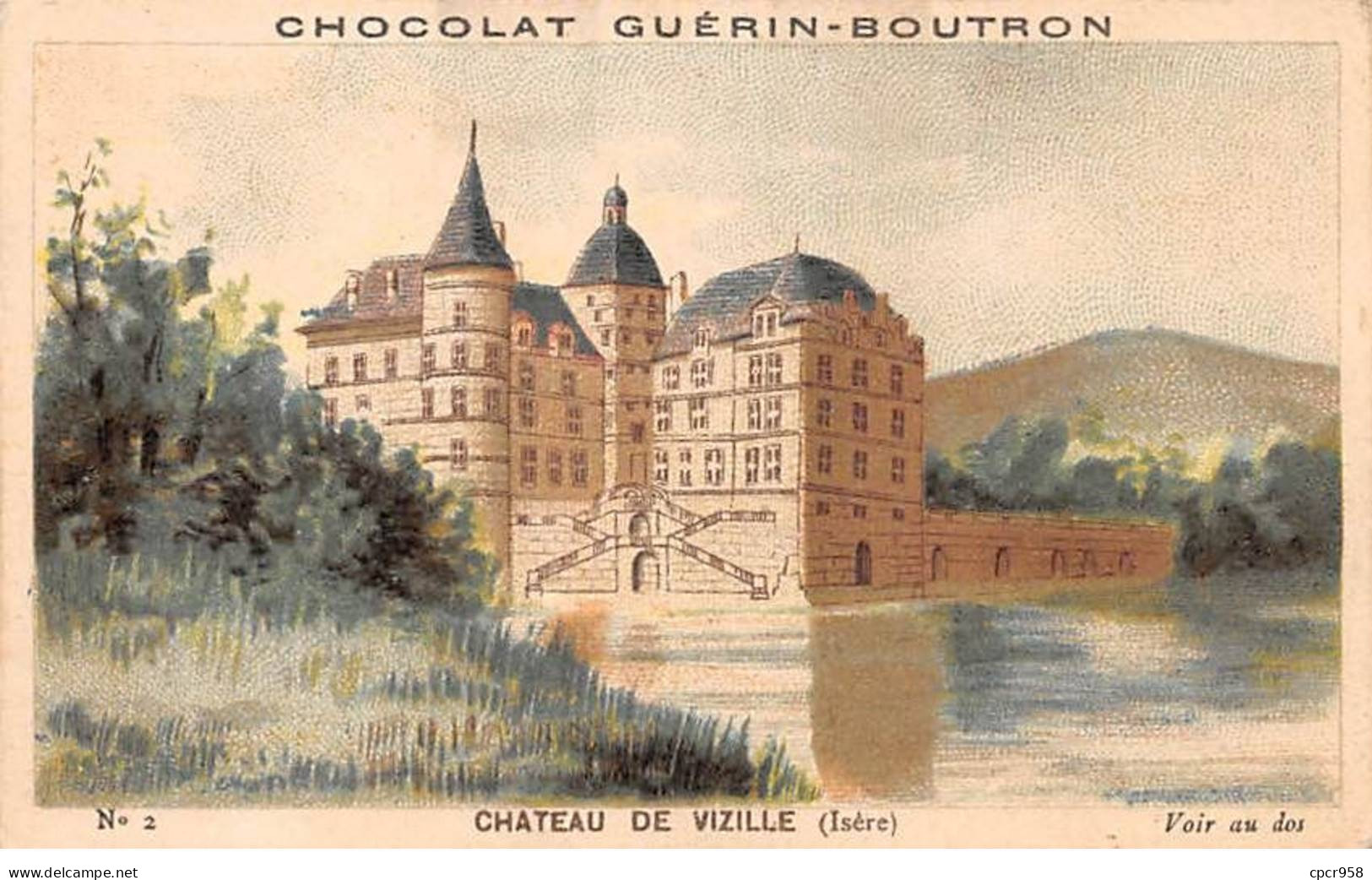 Chromos -COR12022 - Chocolat Guérin-Boutron - Château De Vizille - 6x11cm Env. - Guérin-Boutron