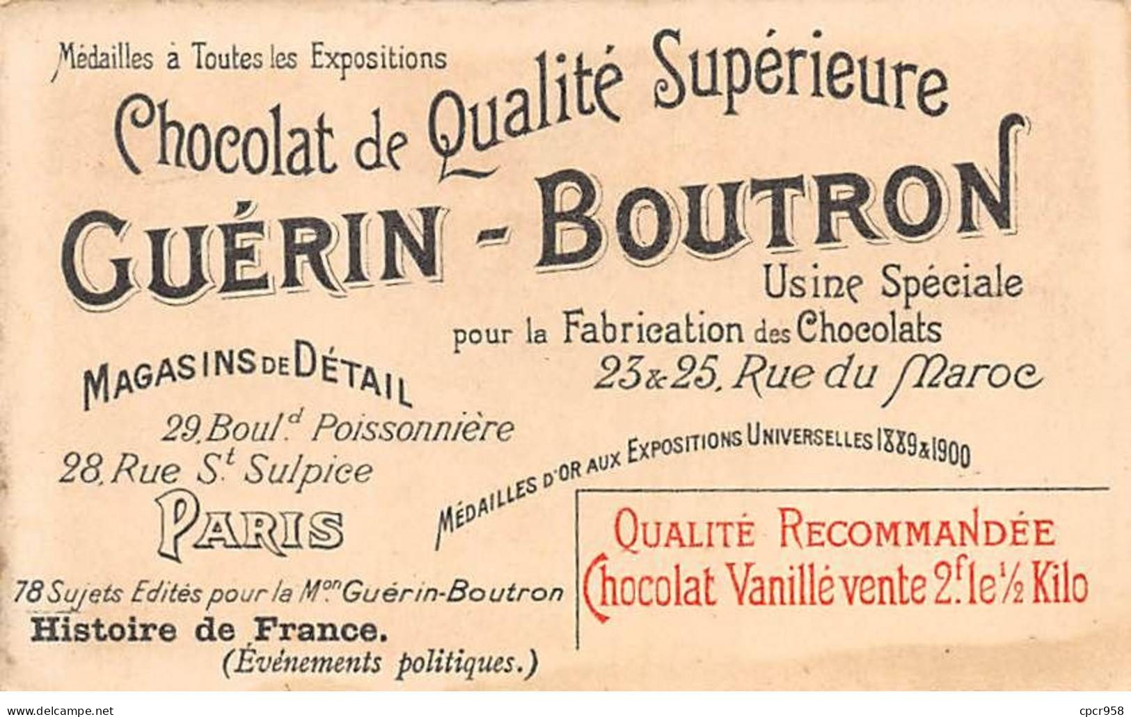 Chromos -COR11827 - Chocolat Guérin-Boutron - Napoléon Ier - Austerlitz - Soldats -  6x10cm Env. - Guérin-Boutron