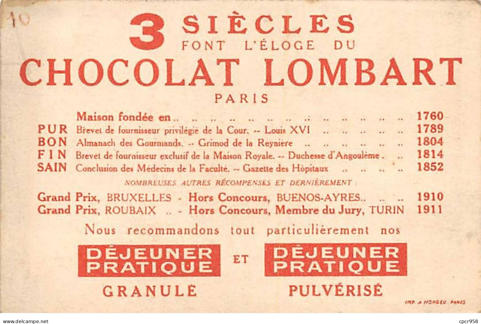 Chromos -COR12020 - Chocolat Lombart - Les Rois De France - Charles IX - Hommes  - 7x10cm Env. - Lombart