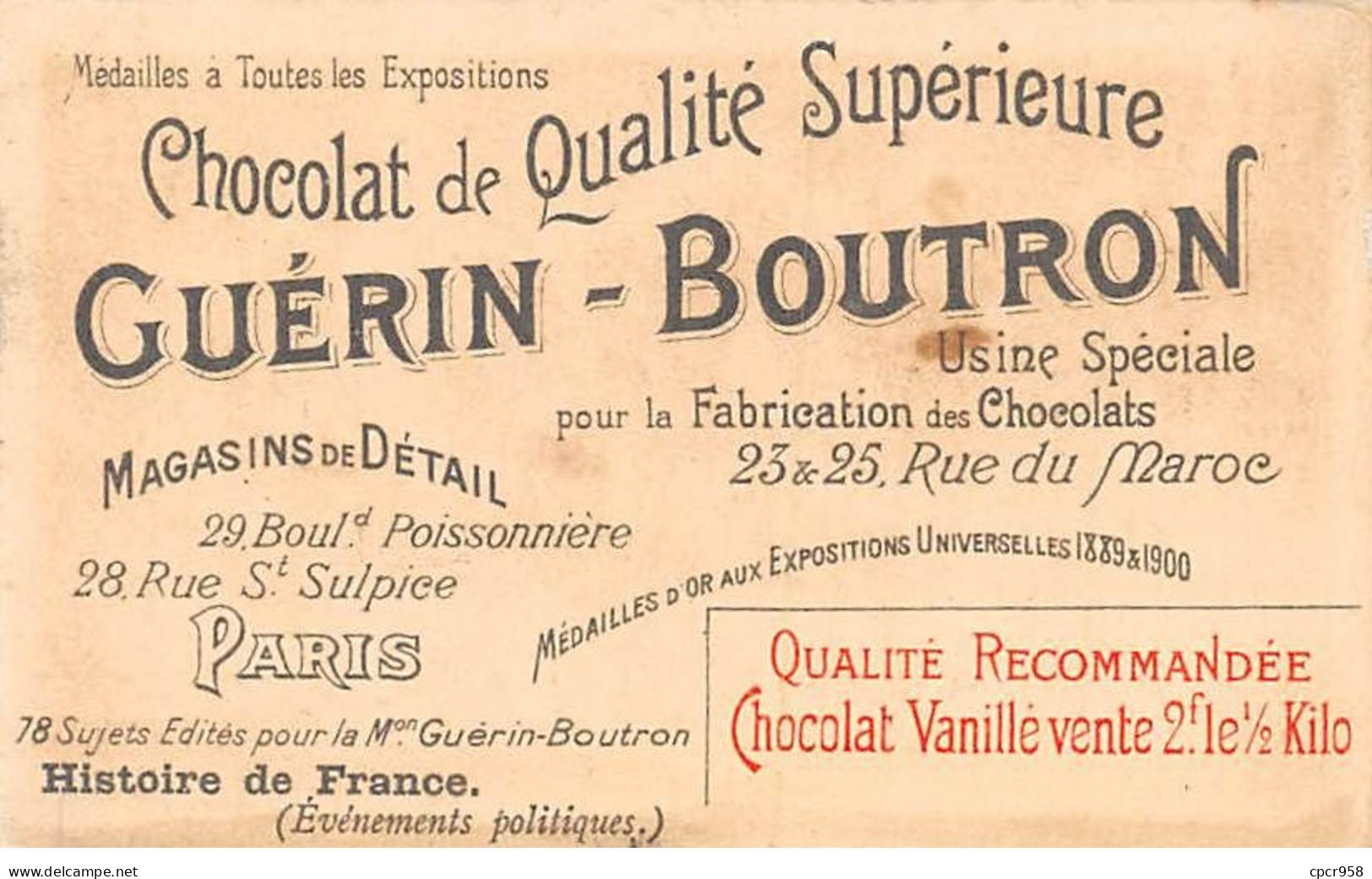 Chromos -COR11828 - Chocolat Guérin-Boutron - Napoléon Ier - Sacre - Hommes - Femmes -  6x10cm Env. - Guérin-Boutron