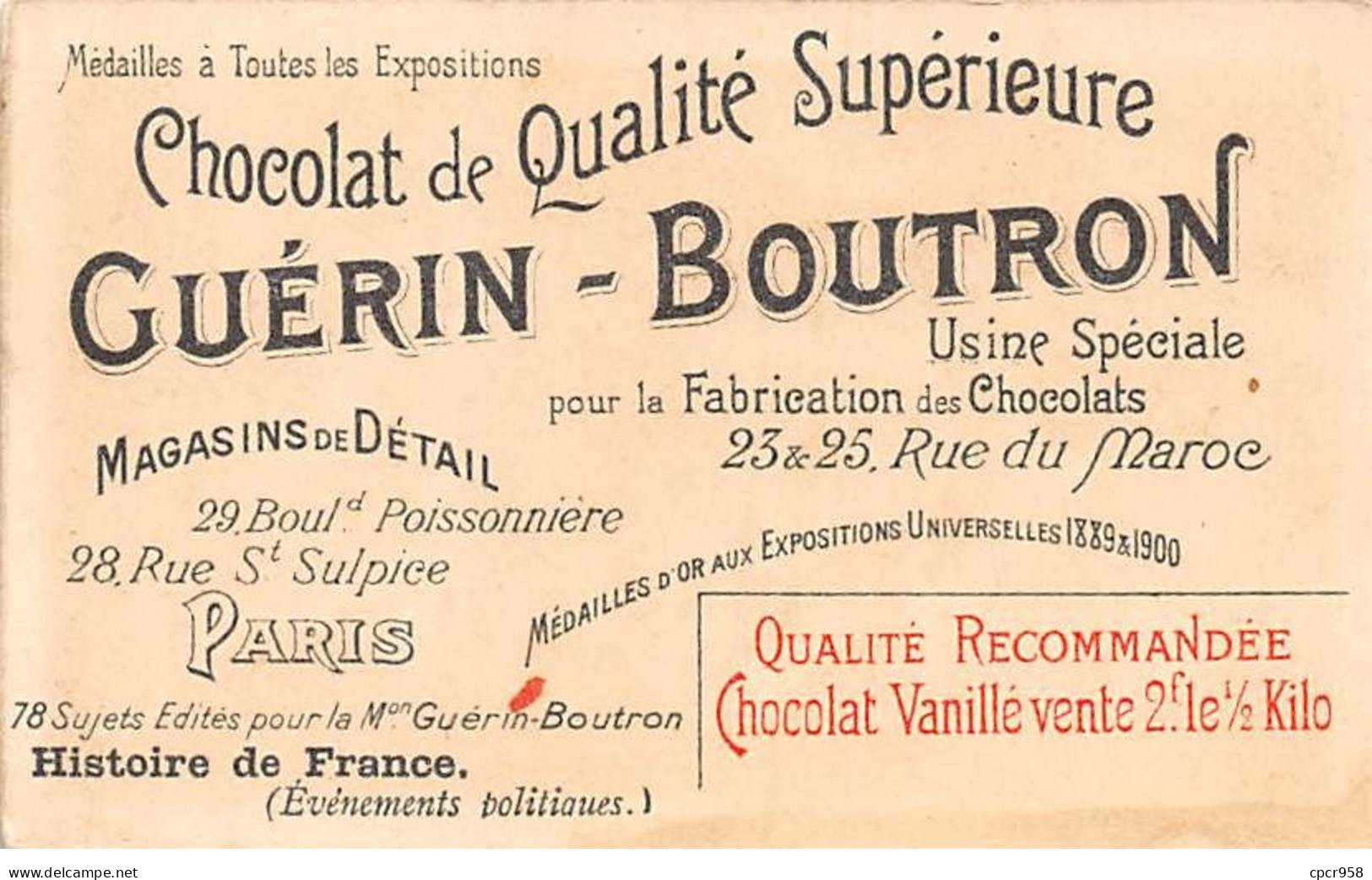 Chromos -COR11825 - Chocolat Guérin-Boutron - Le Directoire - Mont Saint-Bernard - Hommes - Ane  -  6x10cm Env. - Guerin Boutron