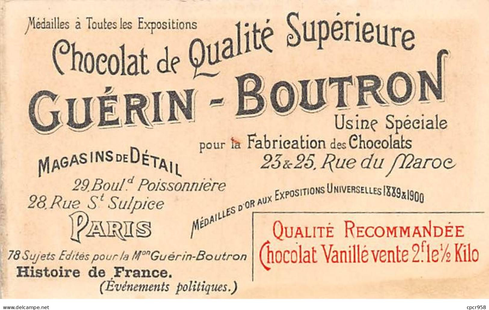 Chromos -COR11826 - Chocolat Guérin-Boutron - Napoléon Ier - Sacre  - Hommes - Femmes -  6x10cm Env. - Guerin Boutron