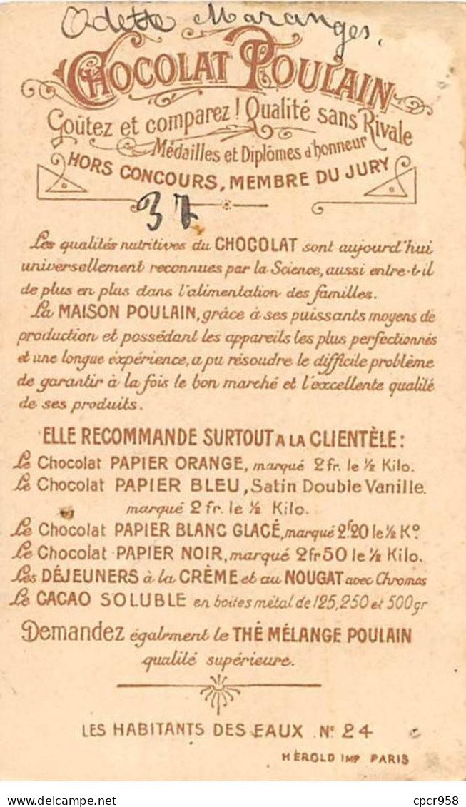 Chromos -COR12015 - Chocolat Poulain - Les Habitants Des Eaux - Poisson - Vache - Femme - 6x10cm Env. - Poulain