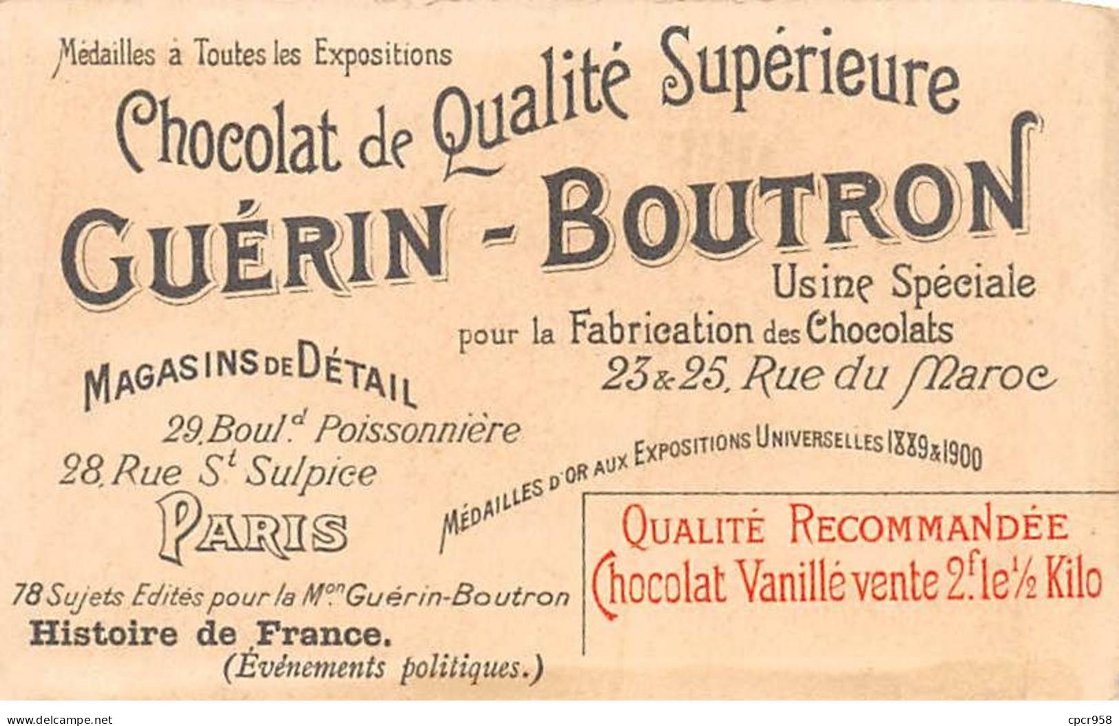 Chromos -COR11824 - Chocolat Guérin-Boutron - Le Consulat - Bonaparte - Pont D'Arcole - Soldats -  6x10cm Env. - Guérin-Boutron