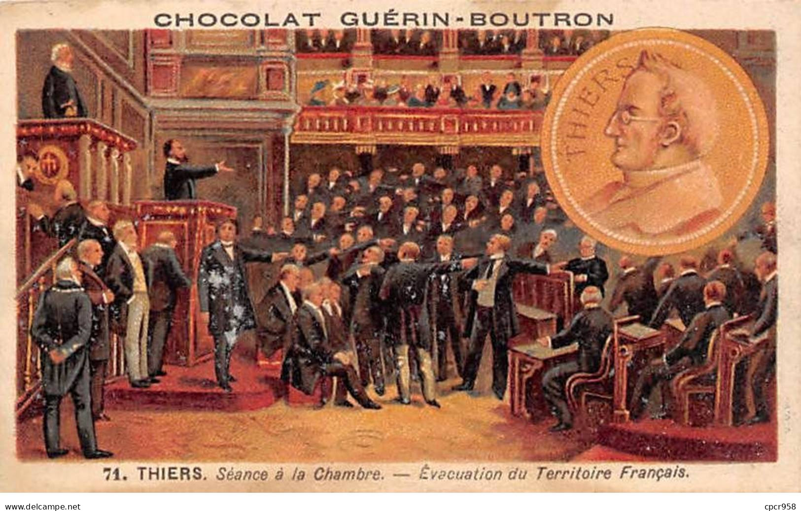 Chromos -COR11819 - Chocolat Guérin-Boutron - Thiers - Chambre - Hommes -  6x10cm Env. - Guerin Boutron