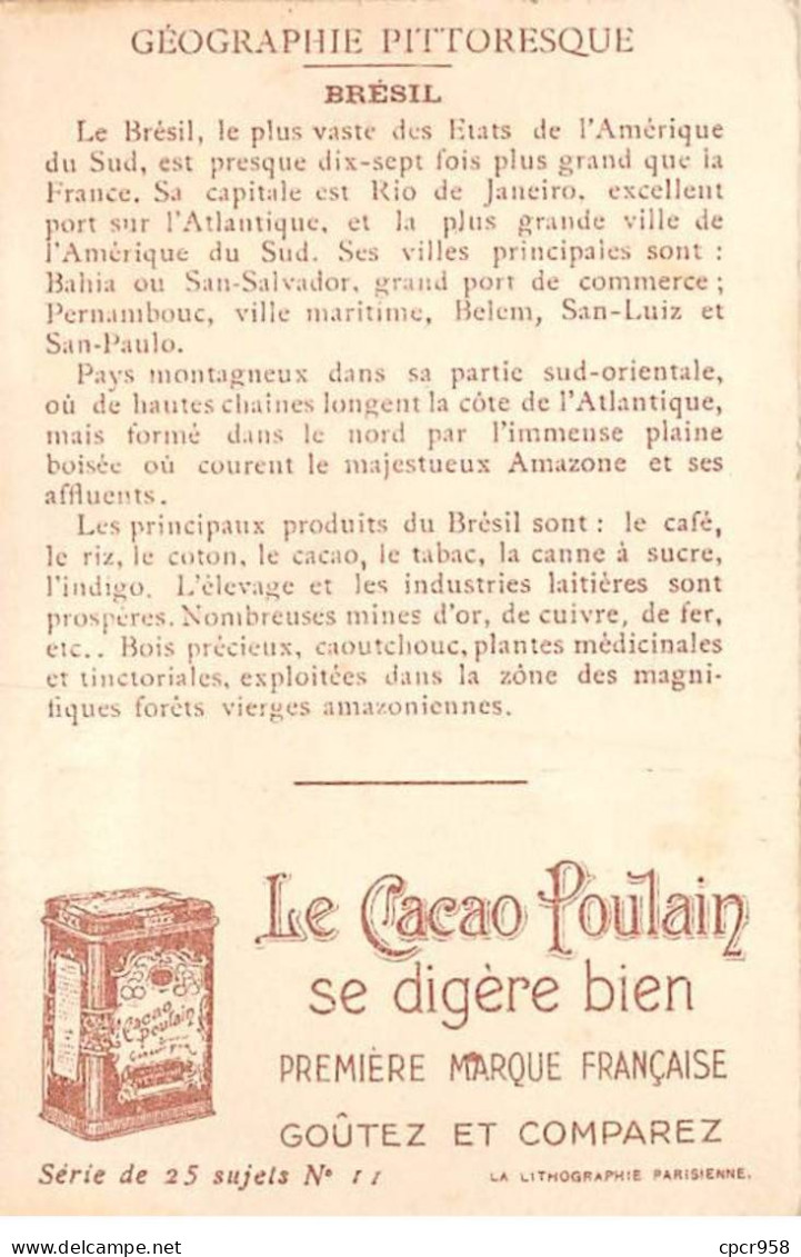 Chromos -COR11811 - Chocolat Poulain Orange - Géographie Pittoresque - Brésil - Récolte Du Café - Homme  -  7x10cm Env. - Poulain