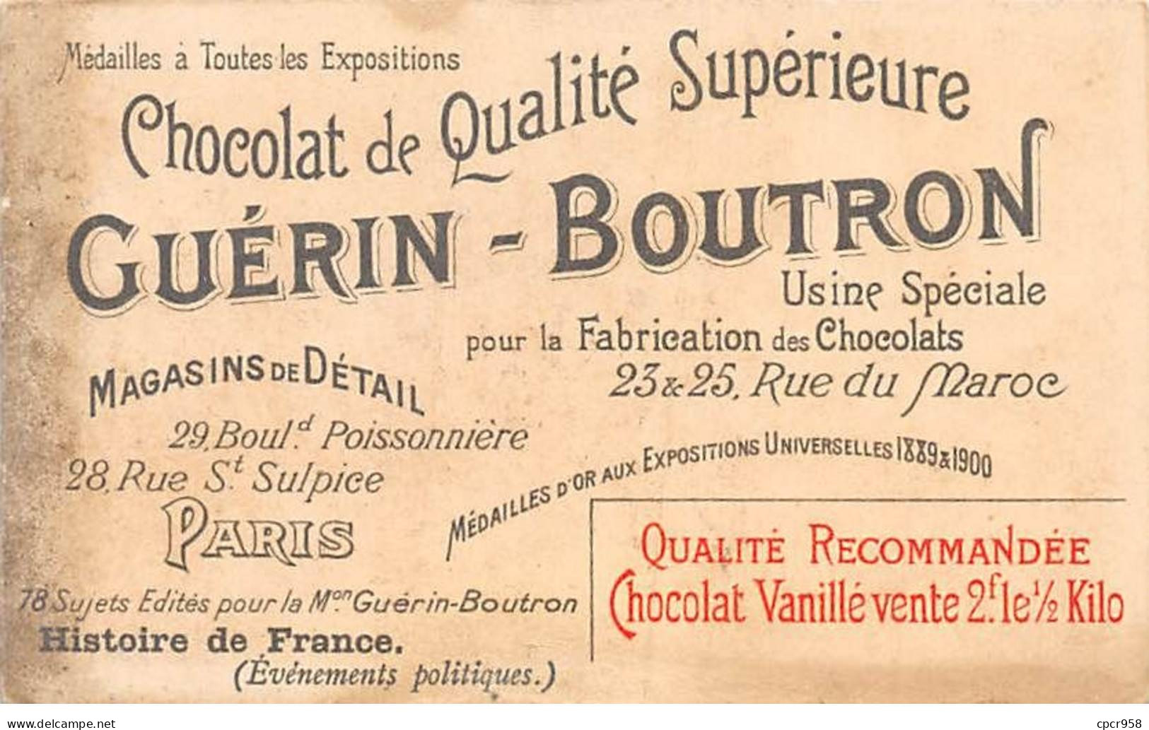 Chromos -COR11817 - Chocolat Guérin-Boutron - Napoléon III - Sébastopol - Soldats -  6x10cm Env. - Guérin-Boutron