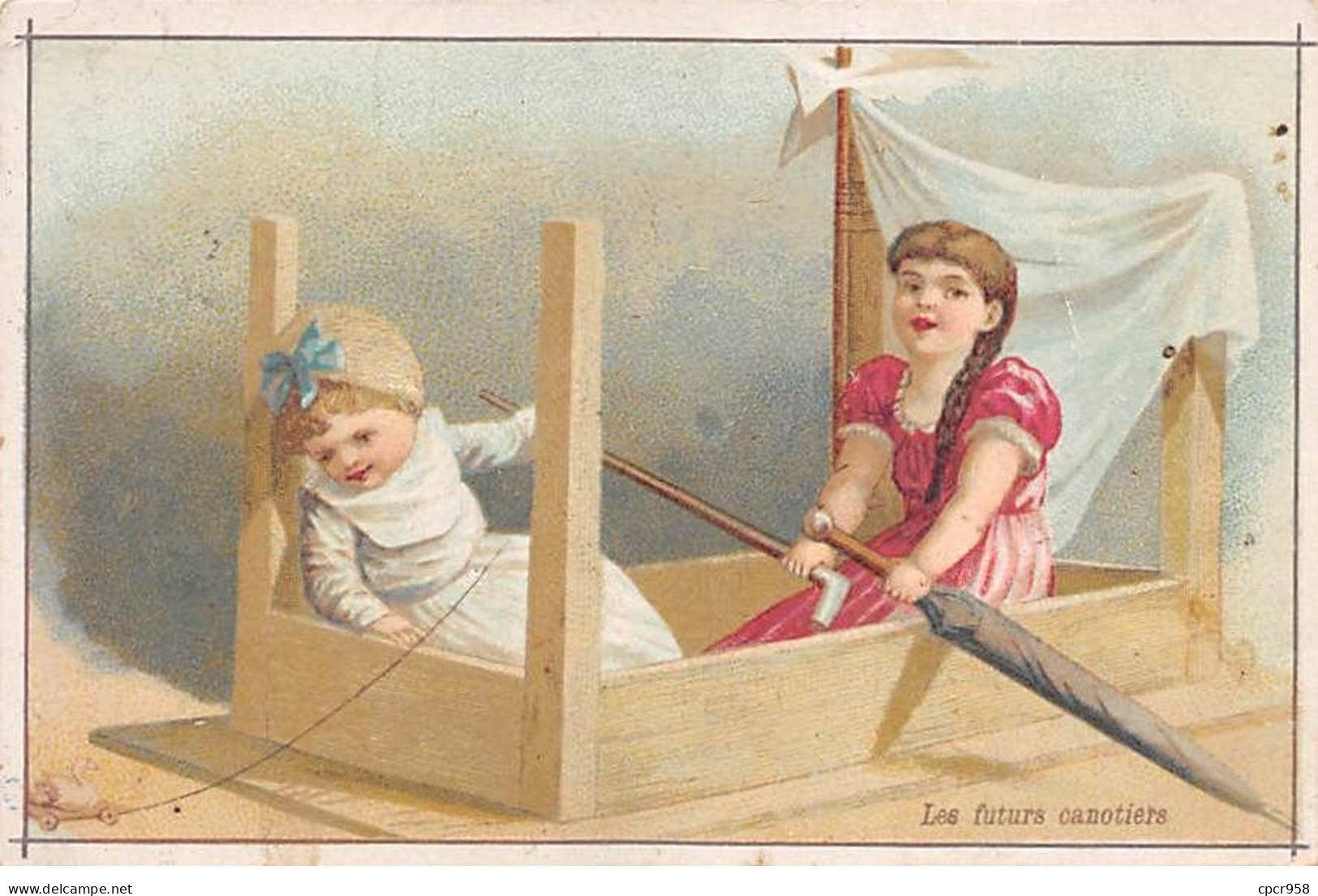 Chromos -COR11992 - Chicorée La Belle Jardinière - Canotiers - Filles - Bateau - 7x11cm Env. - Tè & Caffè