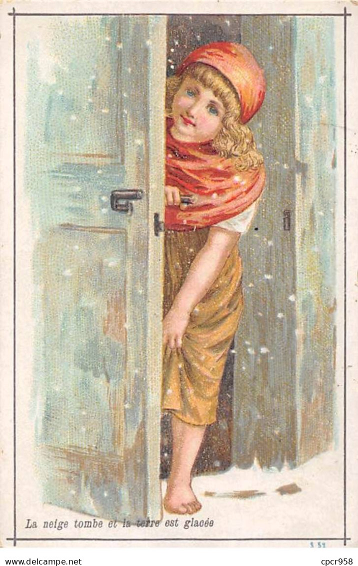 Chromos -COR11980 - Chicorée La Belle Jardinière - Fille - Porte - Neige - 7x11cm Env. - Thee & Koffie