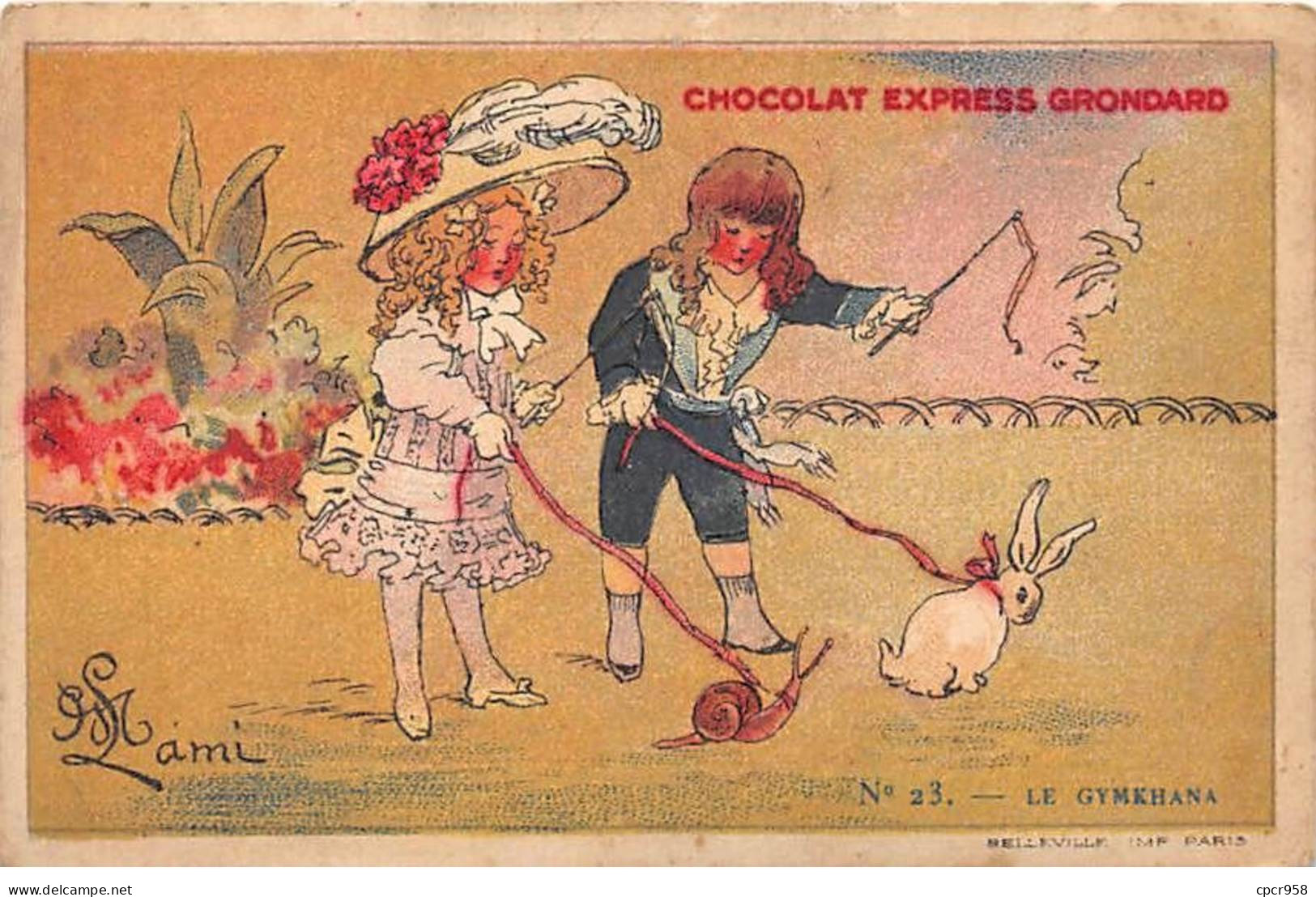 Chromos -COR11779 - Chocolat Express Grondard - Homme - Femme - Lapin - Escargot  -  7x11cm Env. - Otros & Sin Clasificación