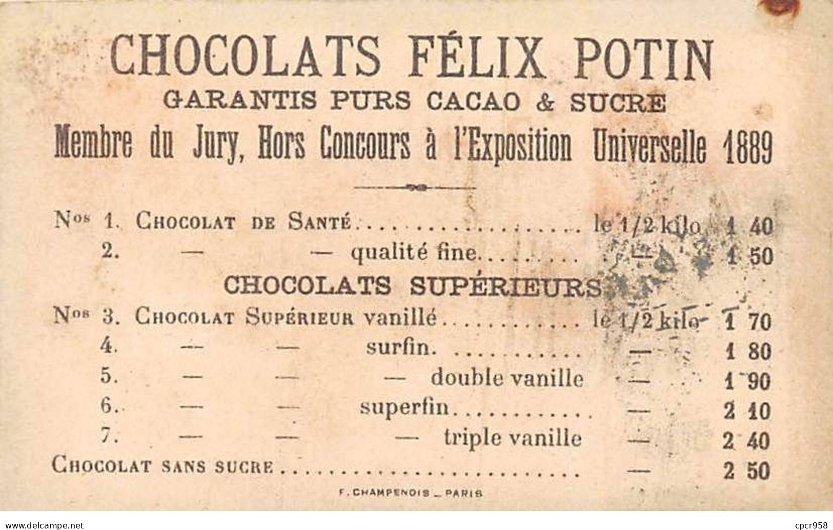 Chromos -COR11775 - Chocolat Félix Potin - Escrime - Hommes -  6x10cm Env. - Other & Unclassified