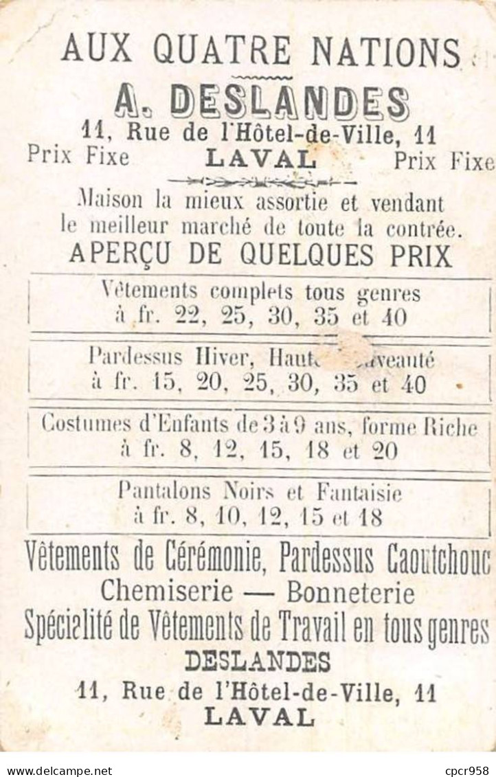 Chromos -COR11951 - Aux Quatre Nations - Homme - Instrument - Fleurs - Oiseaux  -  6x10cm Env. - Autres & Non Classés