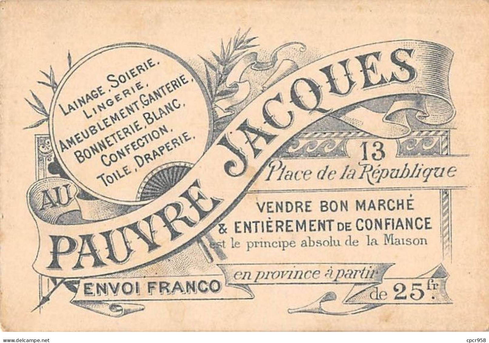 Chromos -COR11953 - Au Pauvre St Jacques - Homme - Femme - Balançoire - Fleurs  -  7x10cm Env. - Autres & Non Classés