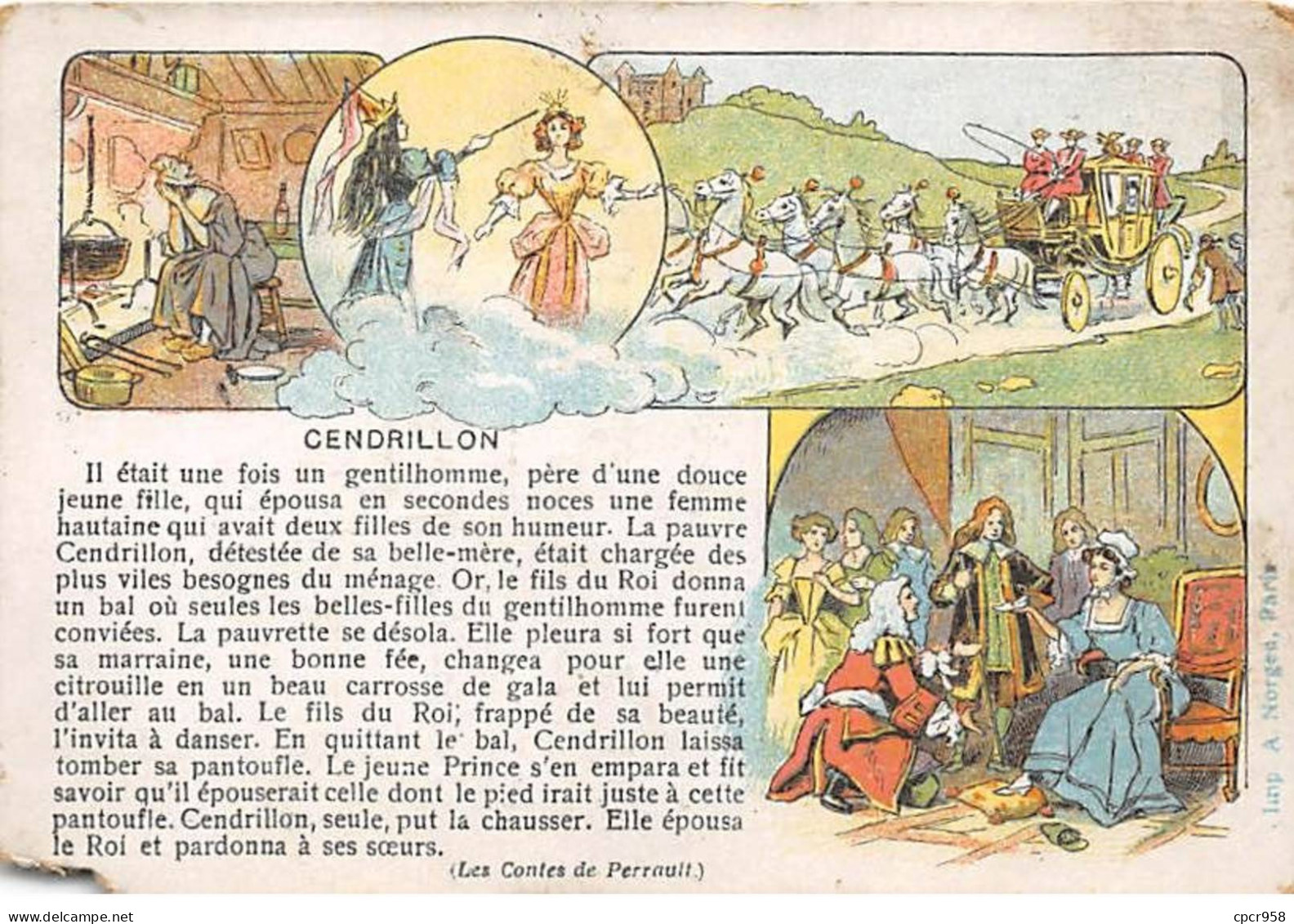 Chromos -COR11947 - Cacao La Fève - Cendrillon - Chevaux - Hommes  -  7x10cm Env. - Sonstige & Ohne Zuordnung