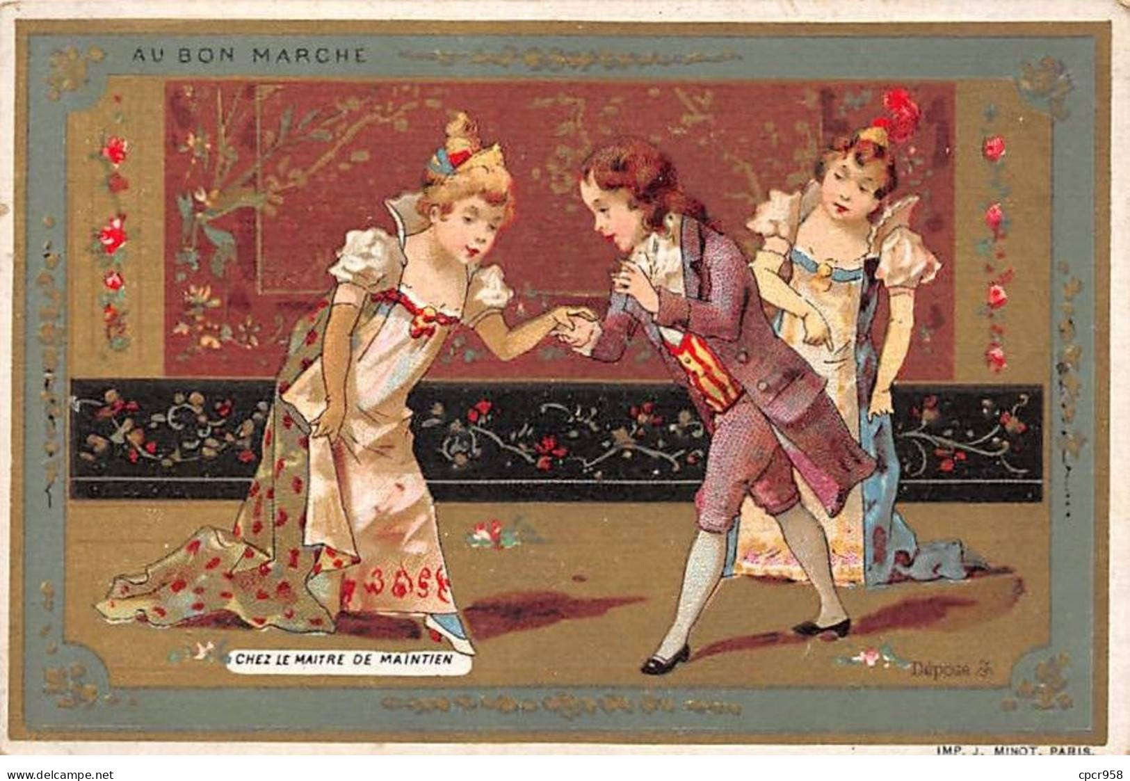 Chromos -COR11948 - Au Bon Marché - Femmes - Robes - Fleurs - Homme  -  7x11cm Env. - Au Bon Marché