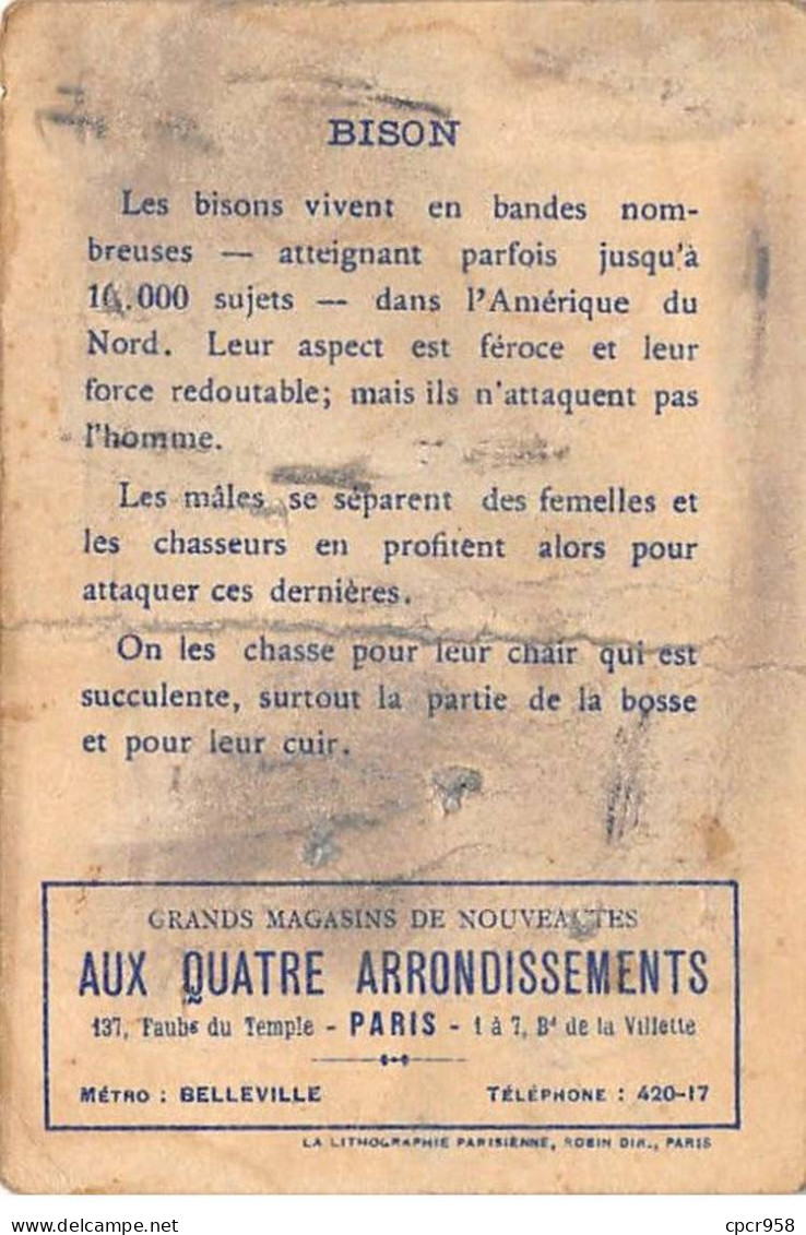 Chromos -COR11741 - Magasins Aux Quatre Arrondissements - Les Grandes Chasses - Bisons -  7x10cm Env. - Autres & Non Classés