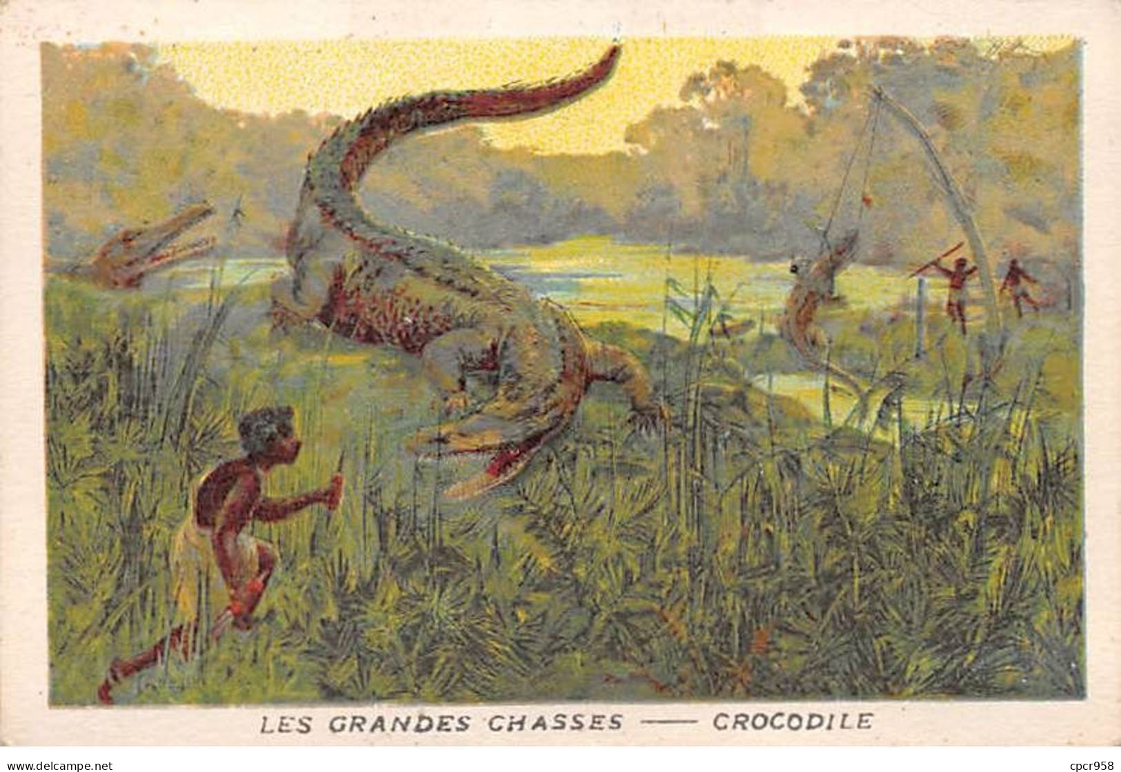 Chromos -COR11729 -  Les Grandes Chasses - Crocodile -  7x10cm Env. - Autres & Non Classés