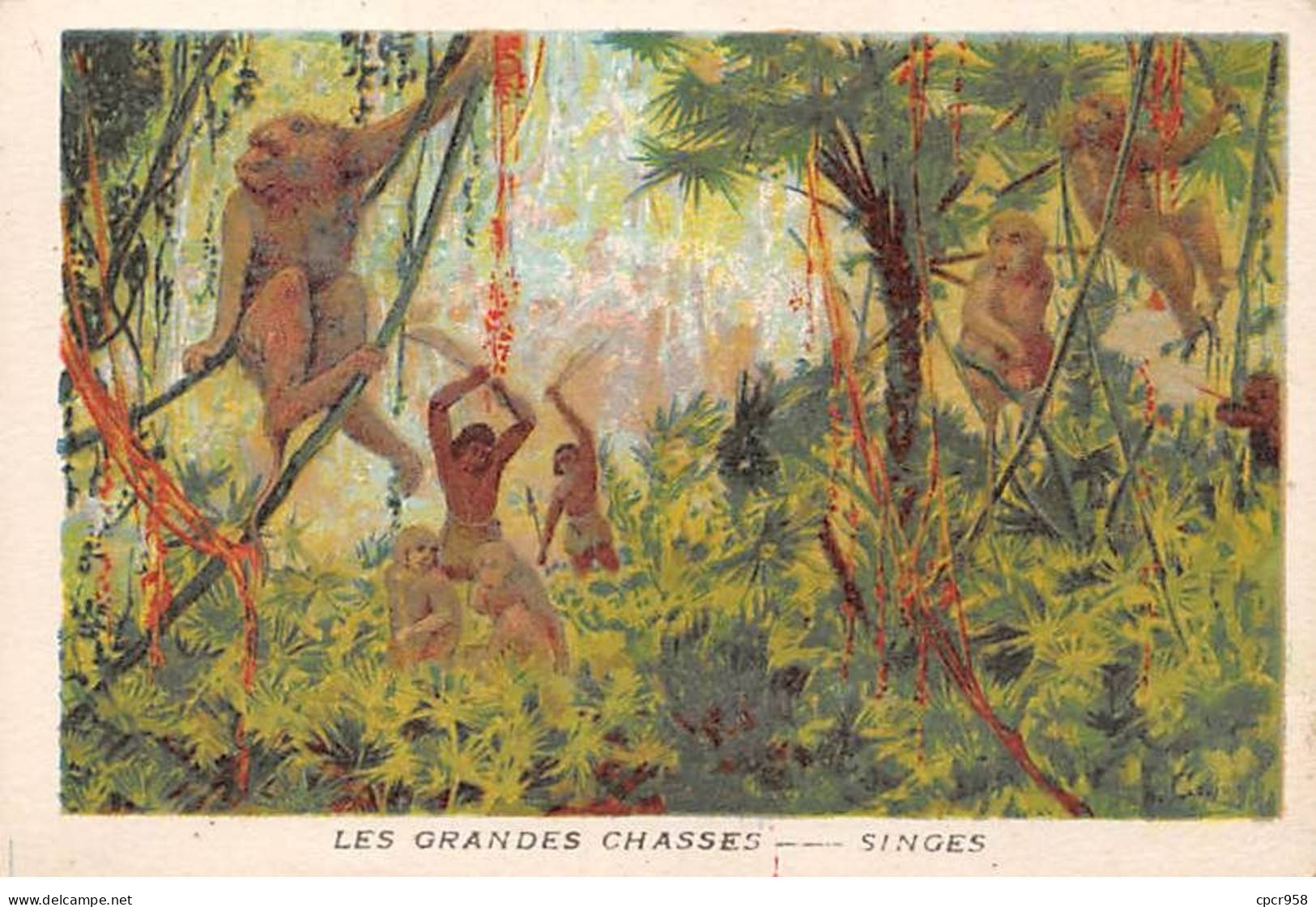 Chromos -COR11732 -  Les Grandes Chasses - Singes -  7x10cm Env. - Autres & Non Classés