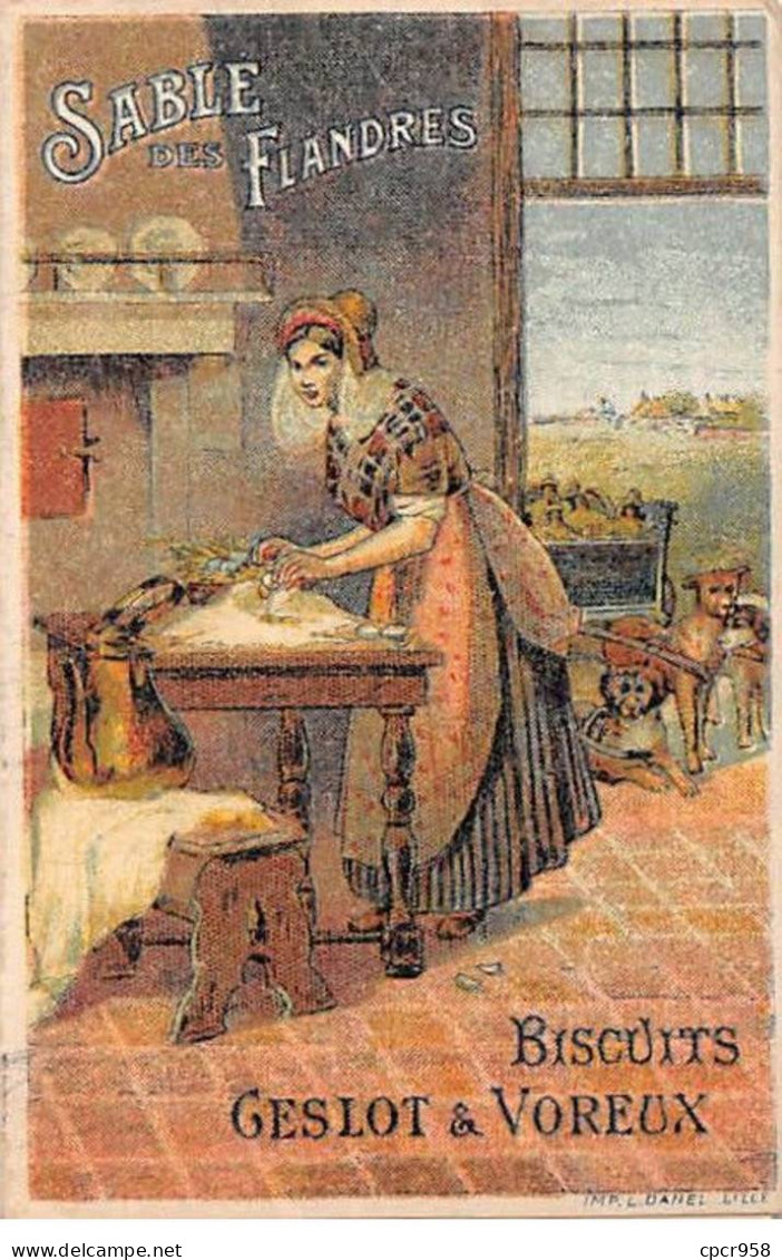 Chromos -COR11710 - Sablé Des Flandres - Femme - Chiens - Table -  5x9cm Env. - Autres & Non Classés