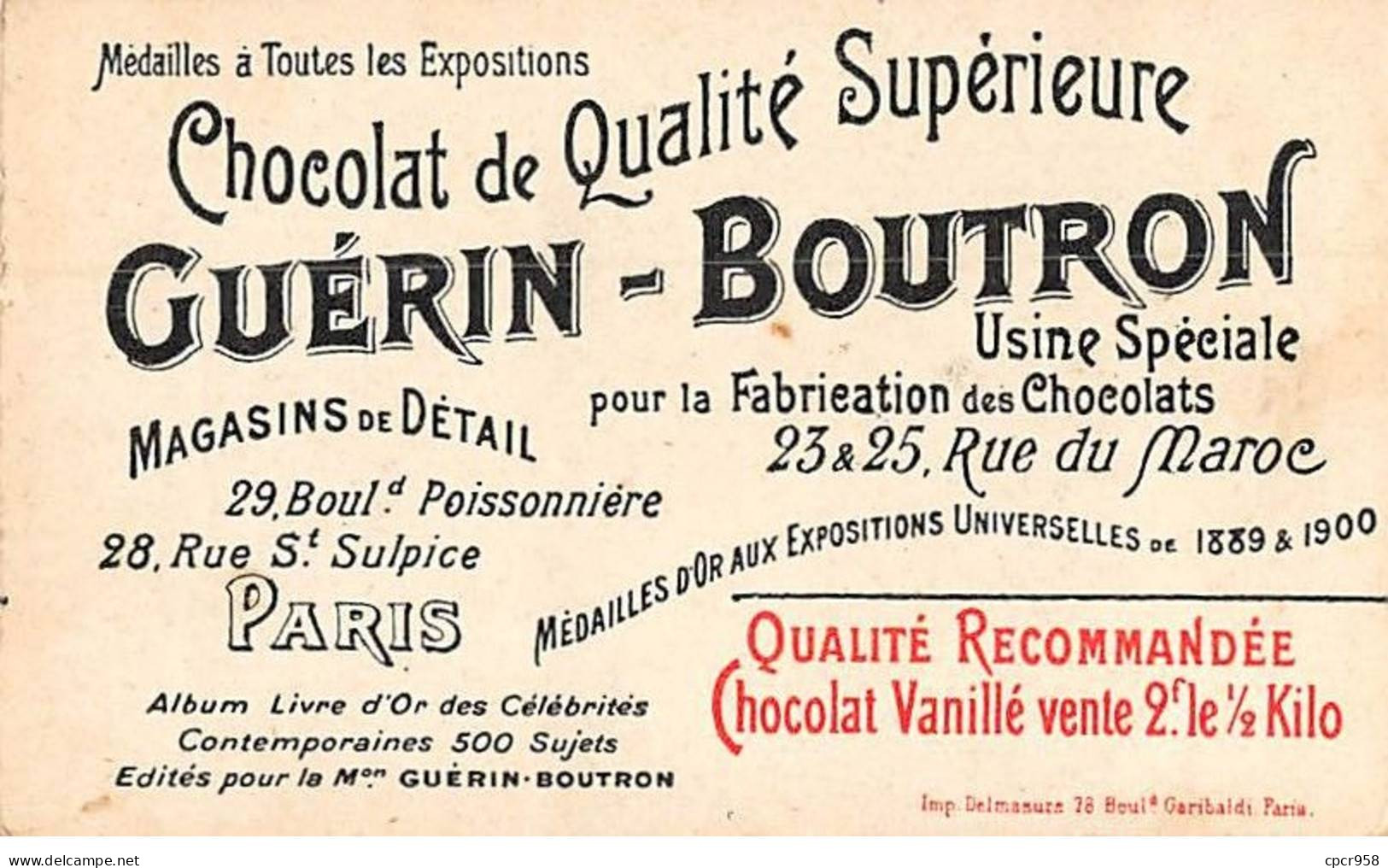 Chromos -COR11707 - Chocolat Guérin-Boutron - Prince Georges De Cumberland -  6x10cm Env. - Guérin-Boutron
