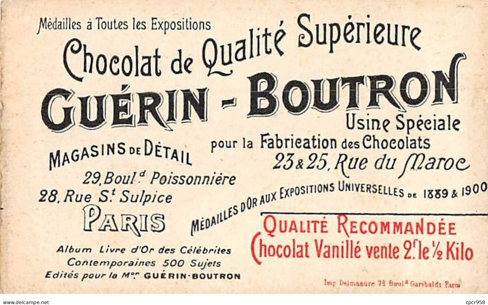 Chromos -COR11705 - Chocolat Guérin-Boutron - Fischer - Amiral Anglais -  6x10cm Env. - Guérin-Boutron