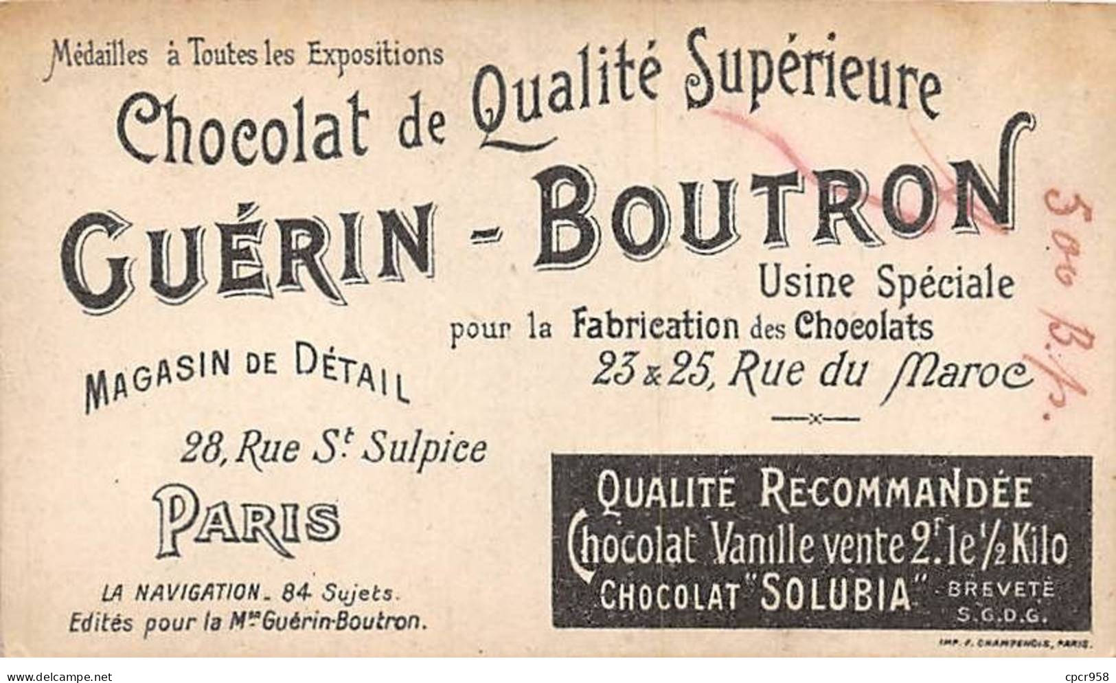 Chromos -COR11900 - Chocolat Guérin-Boutron - Marine De Guerre - Le Danton  - Bateau -  6x10cm Env. - Guerin Boutron