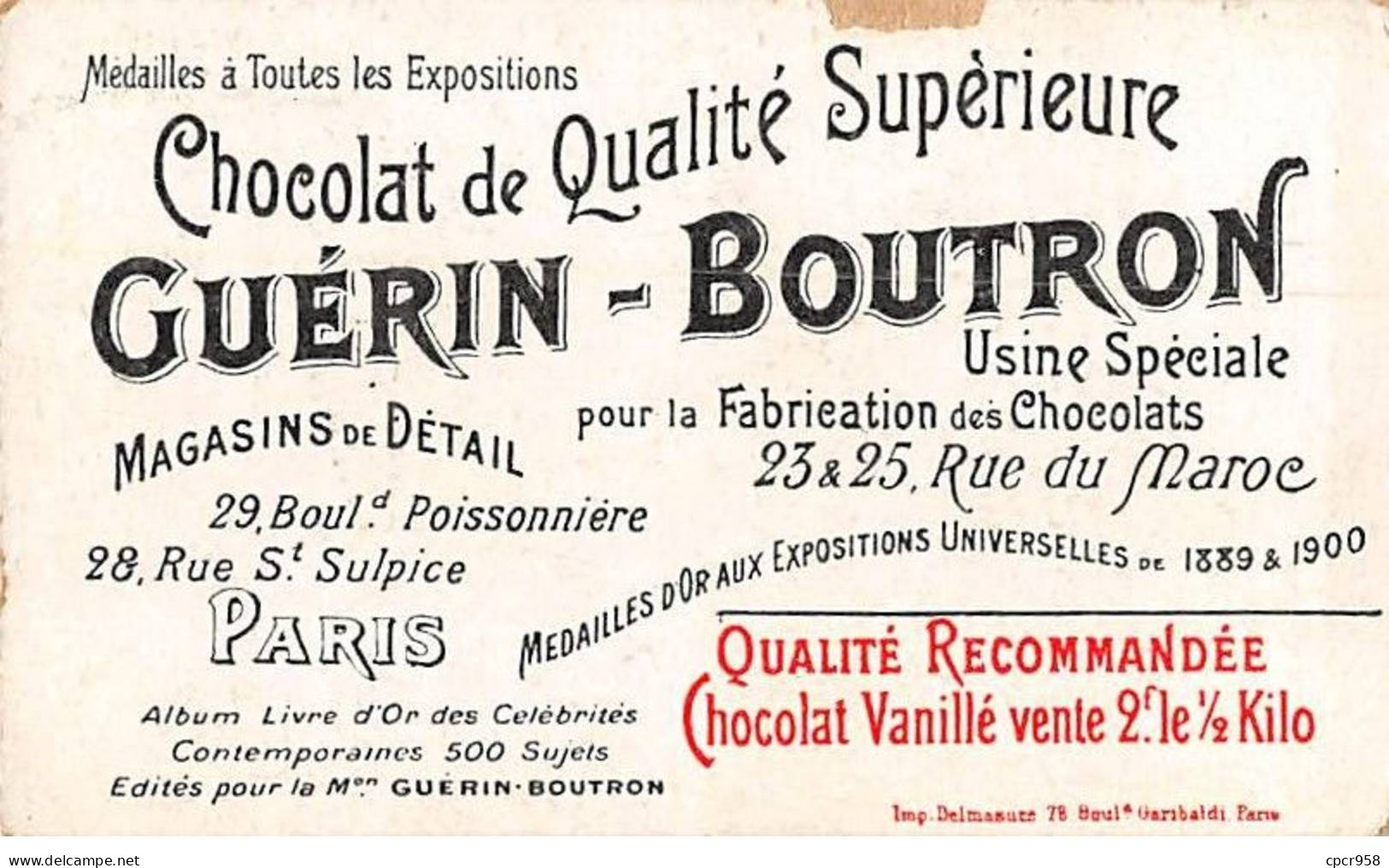 Chromos -COR11706 - Chocolat Guérin-Boutron - Lady Curzon - Vice Reine Des Indes -  6x10cm Env. - Guerin Boutron