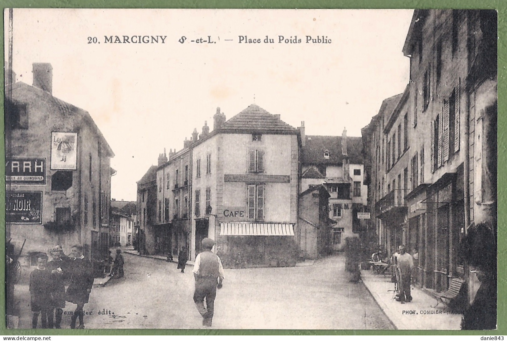 CPA  Vue Peu Courante - SAONE ET LOIRE - MARCIGNY - PLACE DU POIDS PUBLIC - Animation, Commerces - Other & Unclassified