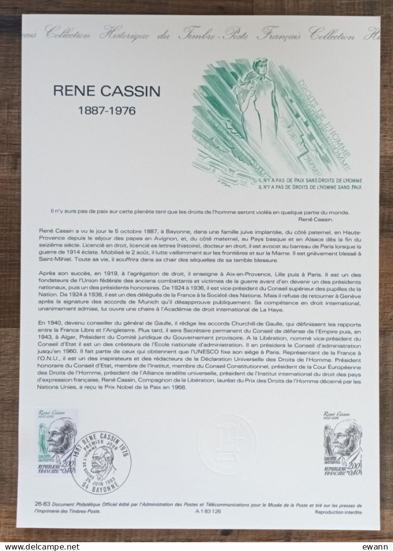COLLECTION HISTORIQUE - YT N°2283 - RENE CASSIN - 1983 - 1980-1989