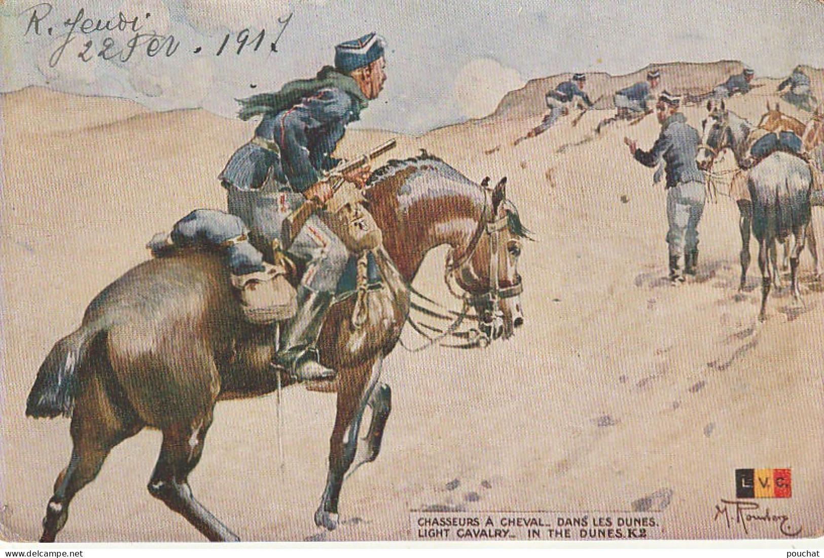 ZY 89- GUERRE 1914/1918 - ARMEE BELGE - CHASSEURS A CHEVAL - DANS LES DUNES - ILLUSTRATEUR ROMBERG - Regimenten