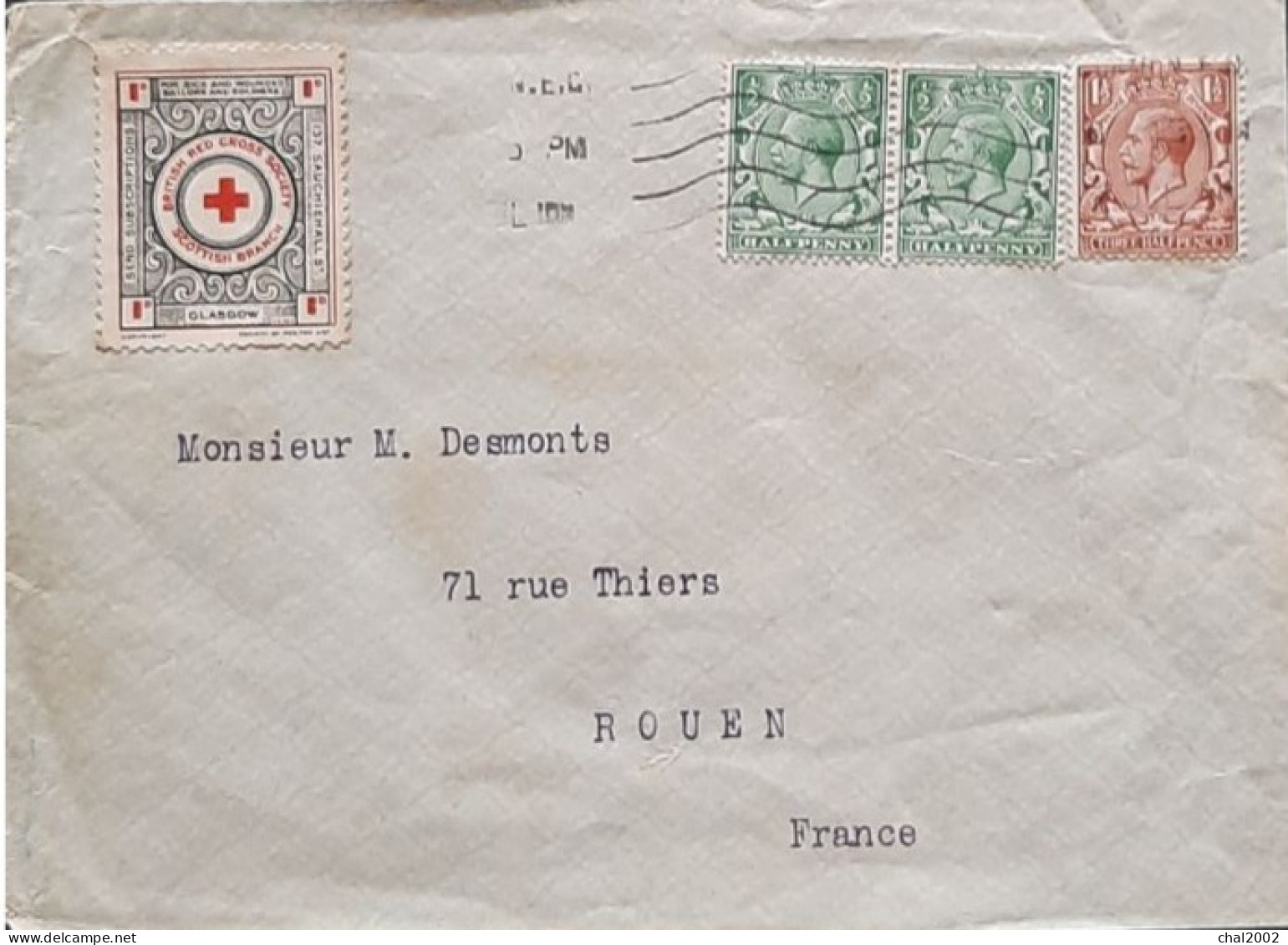Lettre De GLASGOW Vers Rouen - Storia Postale