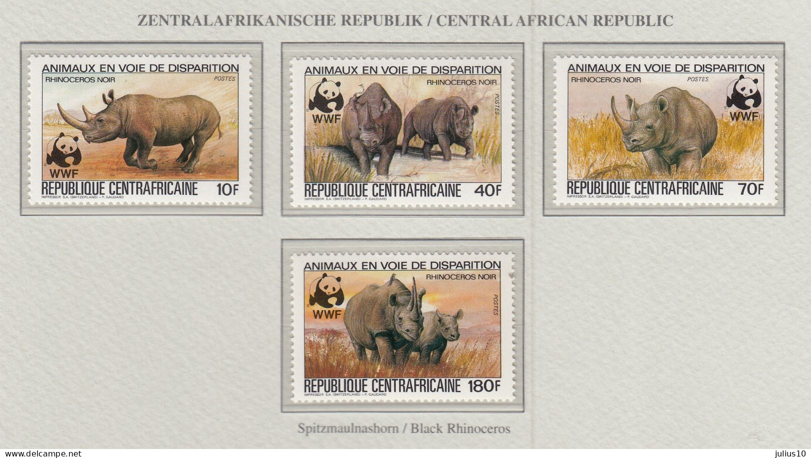 CENTRAL AFRICA 1983 WWF Animals Rhinoceros Mi.985-88 MNH(**) Fauna 684 - Unused Stamps