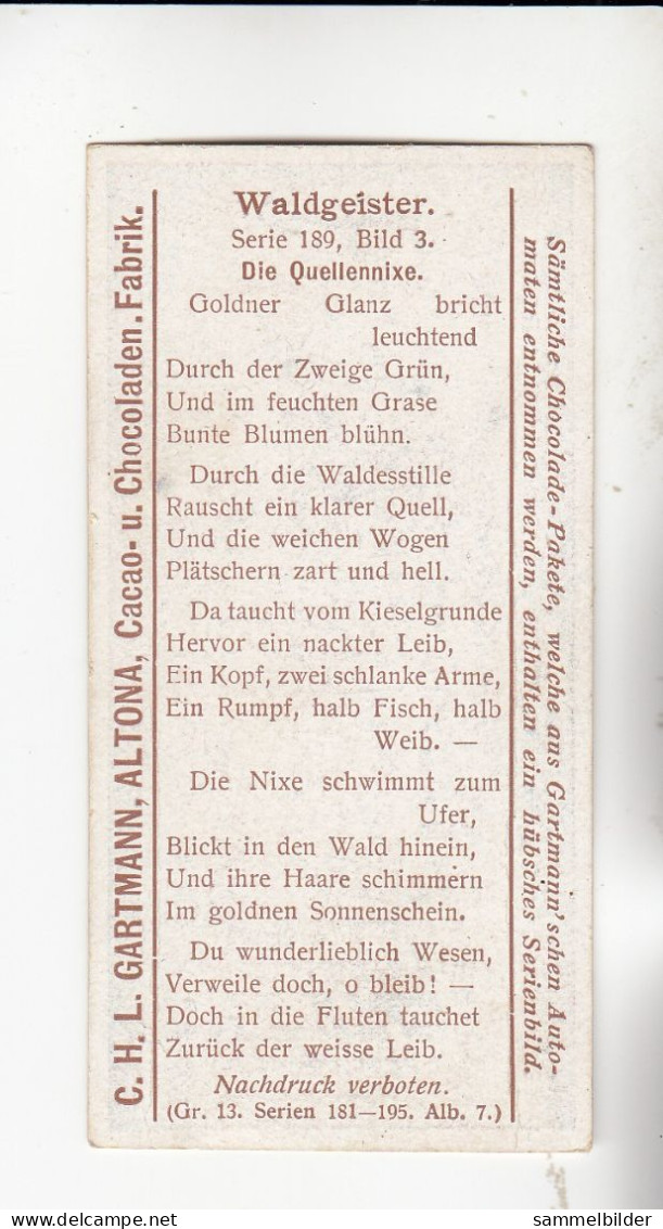 Gartmann Waldgeister Die Quellennixe    Serie 189 #3  Von 1907 - Autres & Non Classés