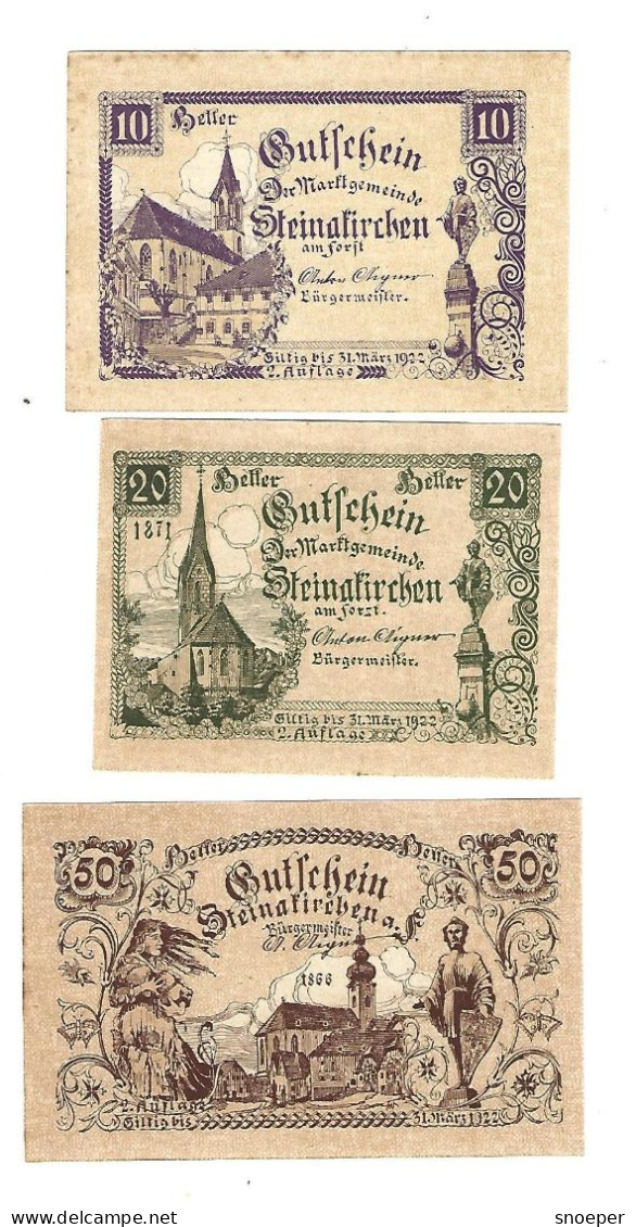 **Austria Notgeld Steinakirchen  Serie Compleet 1017.2a  Cat Val 3 Euro - Oostenrijk