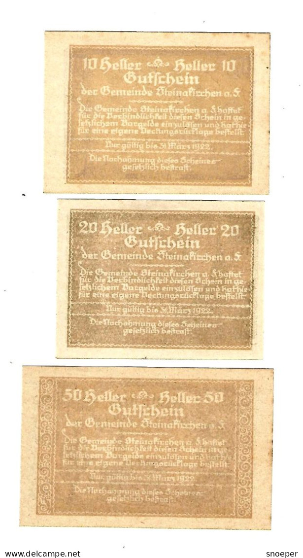 **Austria Notgeld Steinakirchen  Serie Compleet 1017.2a  Cat Val 3 Euro - Oostenrijk