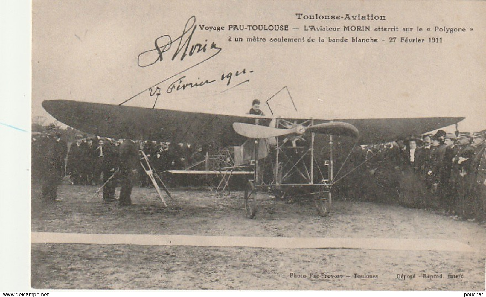 ZY 90-(31) TOULOUSE AVIATION - VOYAGE PAU TOULOUSE - L' AVIATEUR MORIN ATTERIT SUR LE POLYGONE ( FEVRIER 1911 ) - Aviateurs